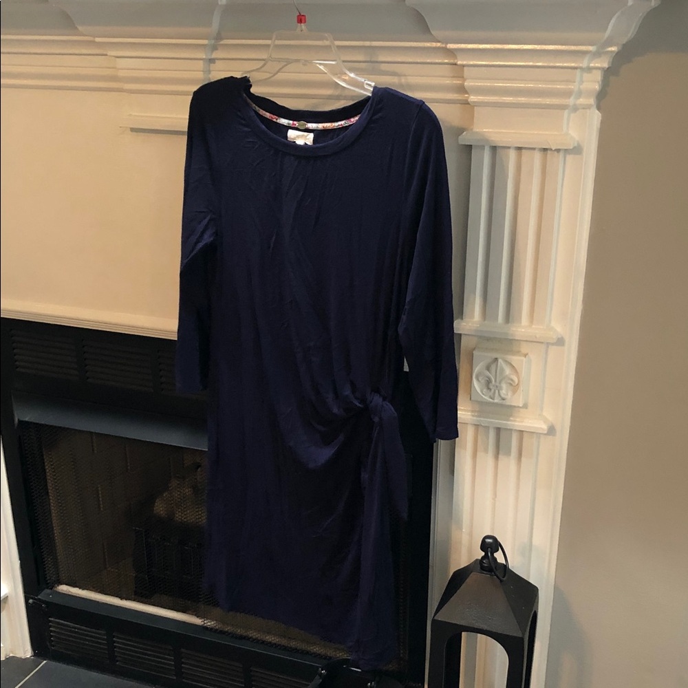 Cupio Navy Long Sleeve Side-Tie Dress